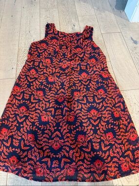 Francesca’s Navy Dress with Red Floral Print